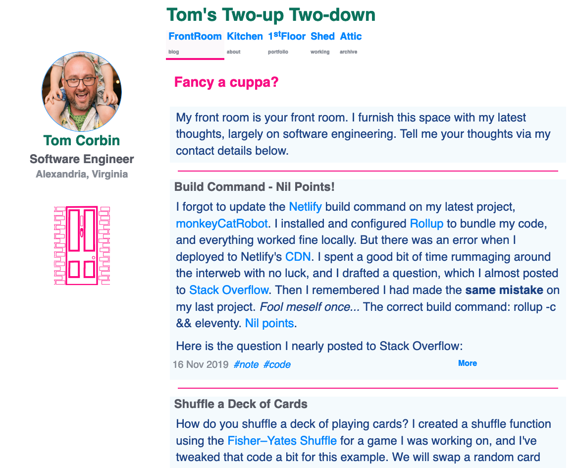 A project screenshot for Tom's Website