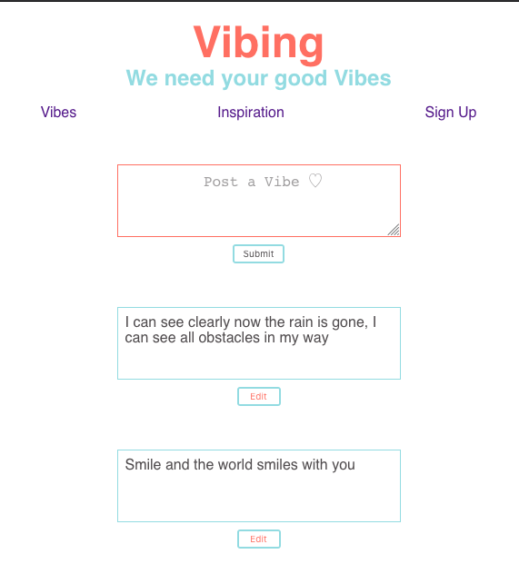 A project screenshot for Vibing
